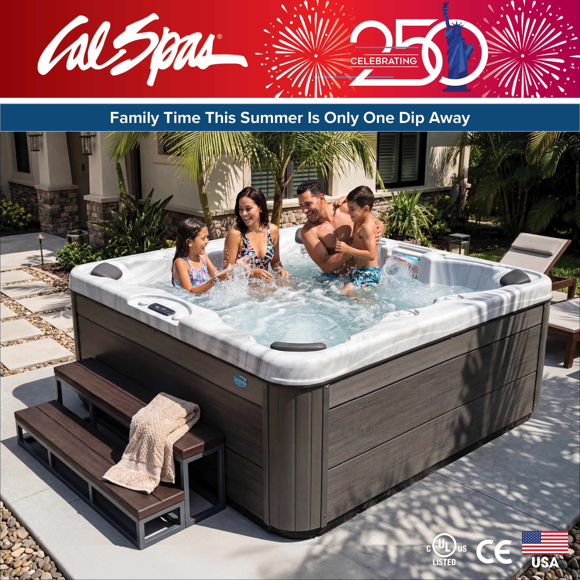 Calspas hot tub being used in a family setting - Prescott